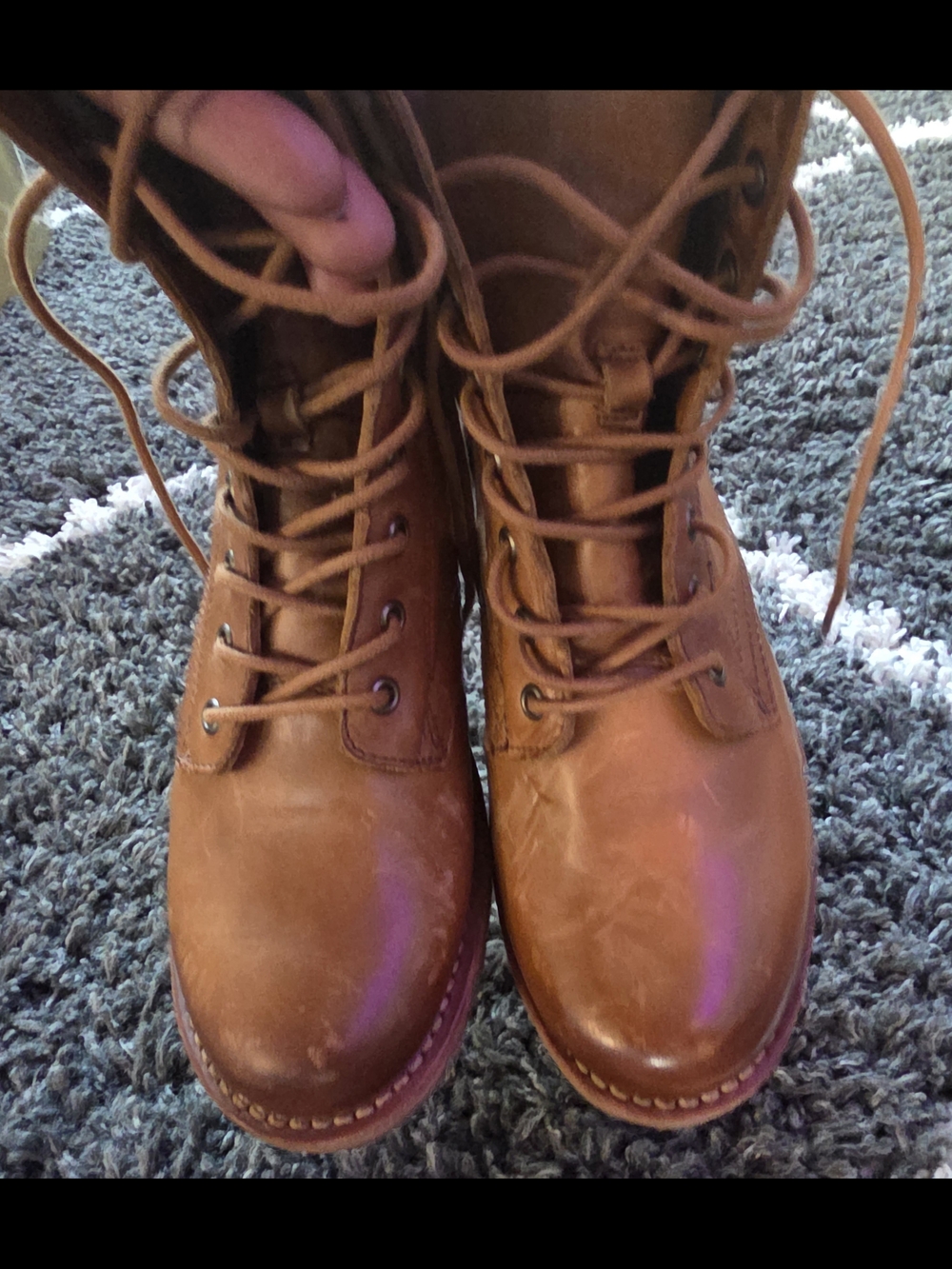 Frye Veronica Combat Leather Boots Women’s Size 8.5 Caramel Brown - Picture 4 of 15